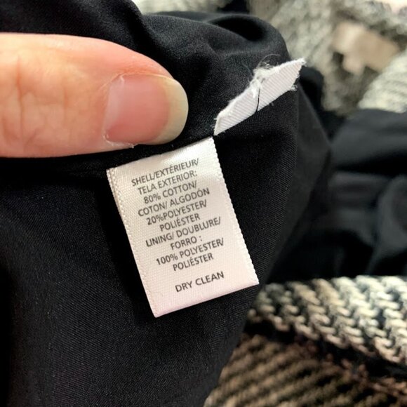 Ann Taylor LOFT Jacket BlazerTweed Black White Fringe Double Breast Knit Cardiga - Picture 8 of 8